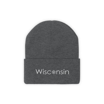 Buy graphite-heather Wisconsin Knit Beanie - Adult Embroidered Snowflake Wisconsin Knit Hat