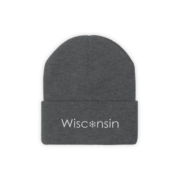 Wisconsin Knit Beanie - Adult Embroidered Snowflake Wisconsin Knit Hat