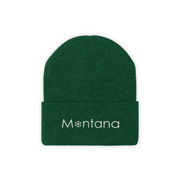 Buy hunter-green Montana Knit Beanie - Adult Embroidered Snowflake Montana Knit Hat