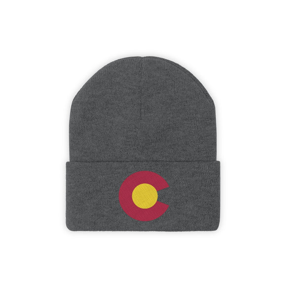 Colorado Beanie - Adult Embroidered Colorado Flag Knit Hat
