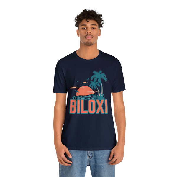 Biloxi, Mississippi T-Shirt - Retro Palm Tree & Beach Unisex Biloxi Shirt