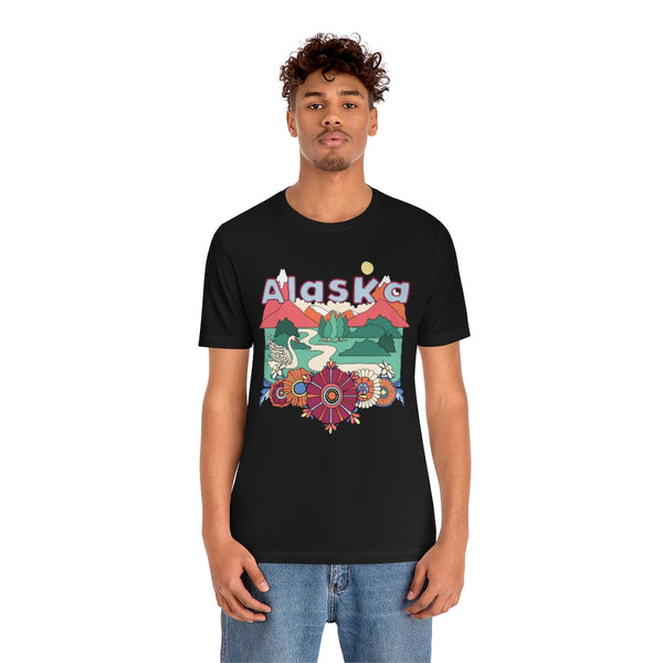 Alaska T-Shirt - Retro Mountain / Hippie Style Alaska Shirt