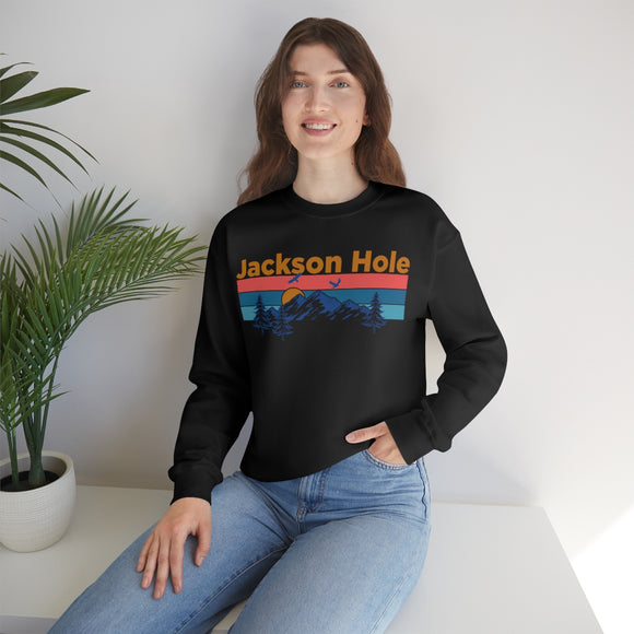 Jackson Hole, Wyoming Sweatshirt - Mountain & Birds Unisex