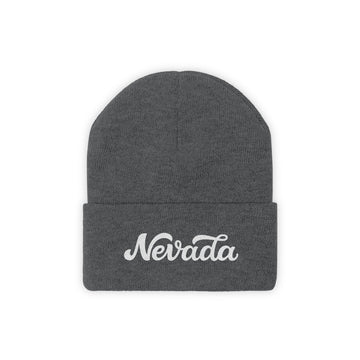 Buy graphite-heather Nevada Beanie - Adult Hand Lettered Embroidered Nevada Knit Hat
