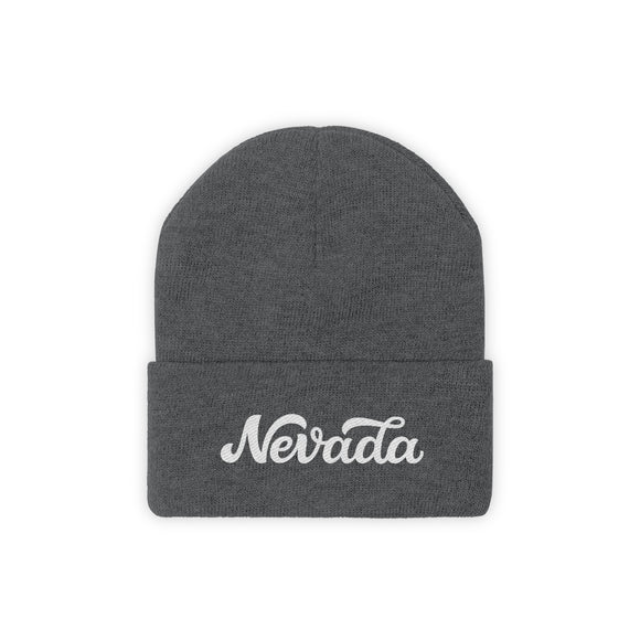 Nevada Beanie - Adult Hand Lettered Embroidered Nevada Knit Hat