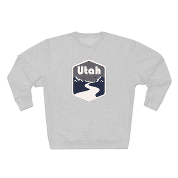 Buy heather-grey Premium Utah Crewneck Sweatshirt - Retro Unisex Sweatshirt