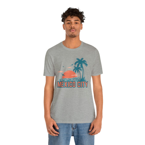 Mexico City, Mexico T-Shirt - Retro Palm Tree & Beach Unisex Mexico City Shirt