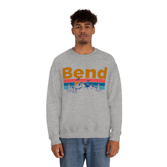 Bend, Oregon Crewneck Sweatshirt - Mountain & Birds Unisex