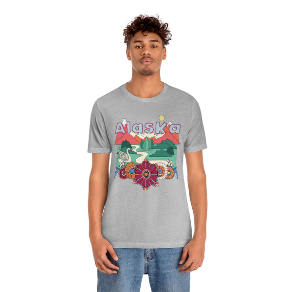 Alaska T-Shirt - Retro Mountain / Hippie Style Alaska Shirt