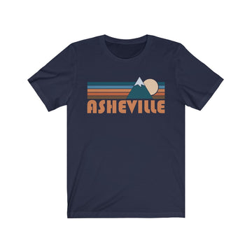 Buy navy Asheville, North Carolina T-Shirt - Retro Mountain Adult Unisex Asheville T Shirt