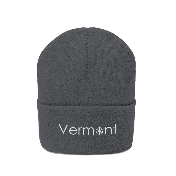 Vermont Knit Beanie - Adult Embroidered Snowflake Vermont Knit Hat