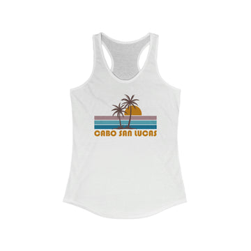 Cabo San Lucas, Mexico Women's Tank - Retro Palm Tree Women's Racerback Cabo San Lucas Tank Top - 0