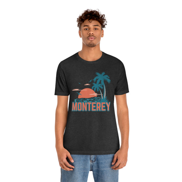 Monterey, California T-Shirt - Retro Palm Tree & Beach Unisex Monterey Shirt