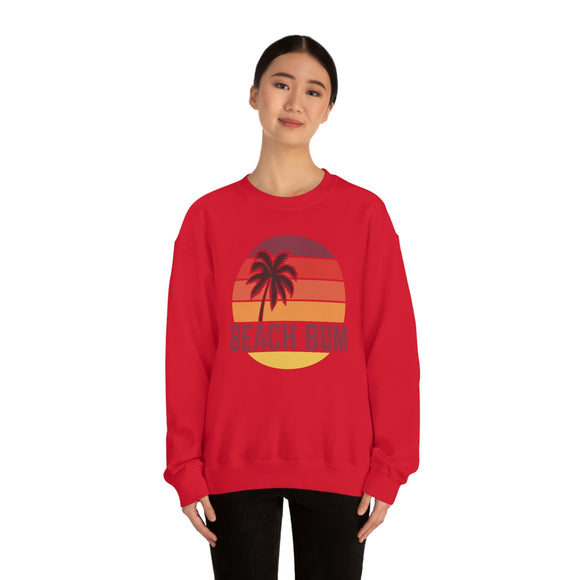 Beach Bum Sweatshirt - Unisex Retro Palm Tree Beach Bum Crewneck Sweatshirt