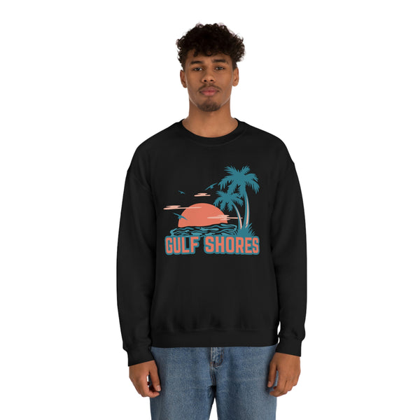 Gulf Shores, Alabama Sweatshirt - Unisex Retro Palm Tree Crewneck Gulf Shores Sweatshirt
