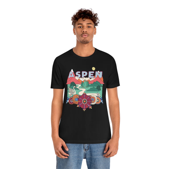 Aspen T-Shirt - Retro Mountain / Hippie Style Aspen, Colorado Shirt