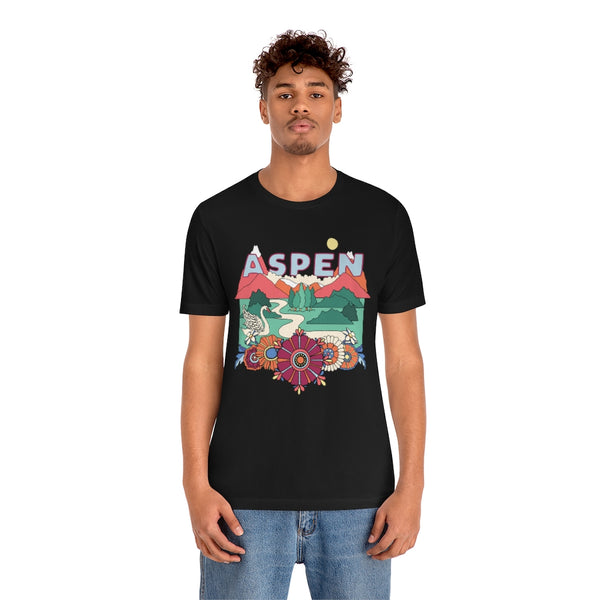 Aspen T-Shirt - Retro Mountain / Hippie Style Aspen, Colorado Shirt