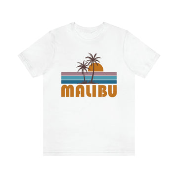 Buy white Malibu, California T-Shirt - Retro Palm Tree Unisex Malibu Shirt