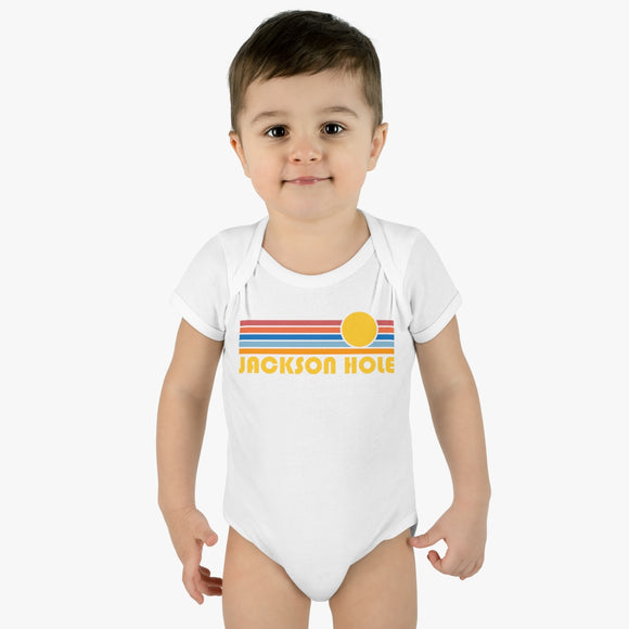 Jackson Hole Baby Bodysuit - Retro Sun Jackson Hole, Wyoming Baby Bodysuit
