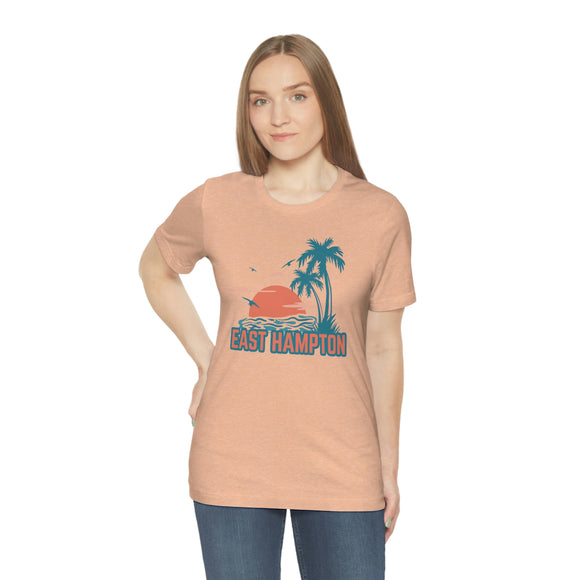 East Hampton, New York T-Shirt - Retro Palm Tree & Beach Unisex East Hampton Shirt