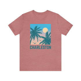 Charleston, South Carolina T-Shirt - Retro Palm Tree & Beach Unisex Charleston Shirt