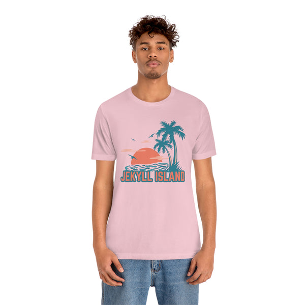 Jekyll Island, Georgia T-Shirt - Retro Palm Tree & Beach Unisex Jekyll Island Shirt