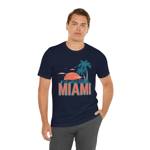 Miami, Florida T-Shirt - Retro Palm Tree & Beach Unisex Miami Shirt
