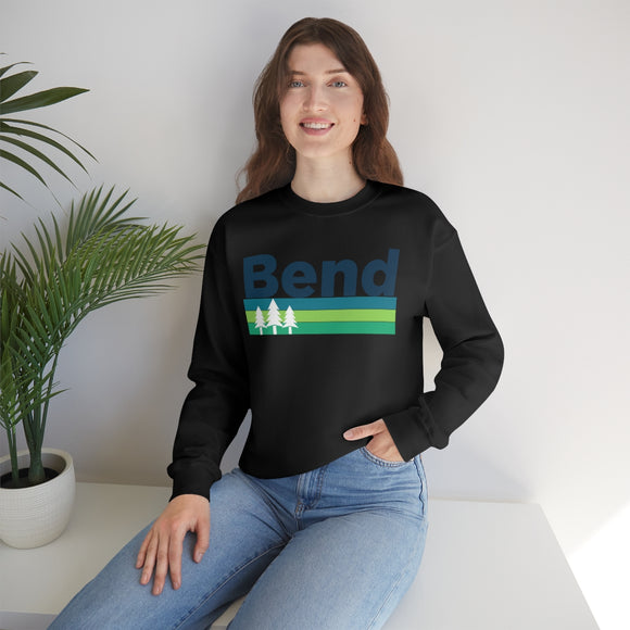 Bend, Oregon Sweatshirt - Retro Trees Unisex