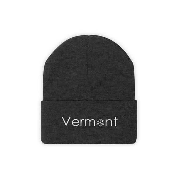 Vermont Knit Beanie - Adult Embroidered Snowflake Vermont Knit Hat
