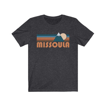 Buy dark-grey-heather Missoula, Montana T-Shirt - Retro Mountain Adult Unisex Missoula T Shirt