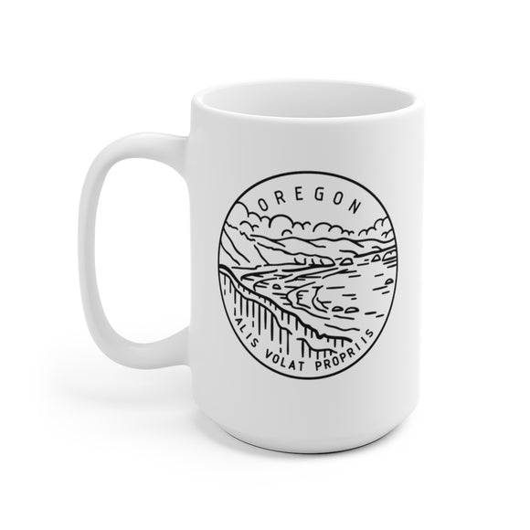 Oregon Mug - State Design White Ceramic Oregon Mug (11oz & 15oz)