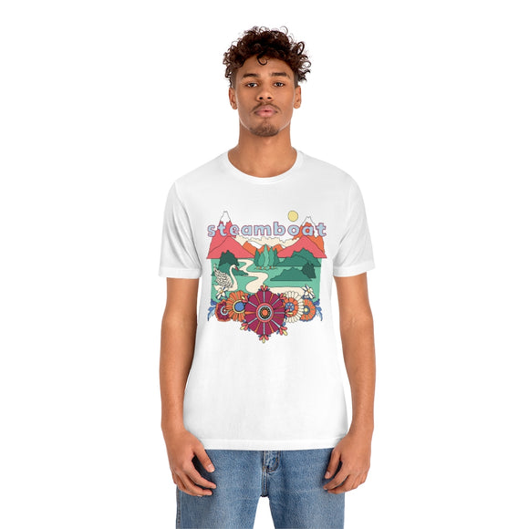 Steamboat T-Shirt - Retro Mountain / Hippie Style Steamboat, Colorado Shirt