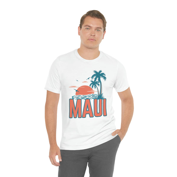 Maui, Hawaii T-Shirt - Retro Palm Tree & Beach Unisex Maui Shirt