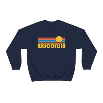 Buy navy Wisconsin Sweatshirt - Retro Sunrise Unisex