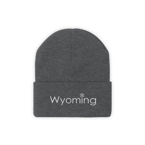 Wyoming Knit Beanie - Adult Embroidered Snowflake Wyoming Knit Hat