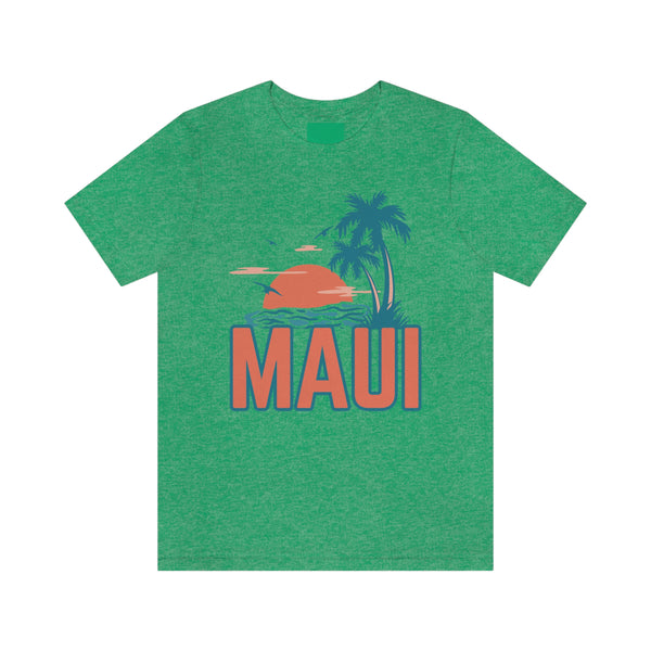 Maui, Hawaii T-Shirt - Retro Palm Tree & Beach Unisex Maui Shirt