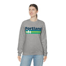Portland, Oregon Sweatshirt - Retro Trees Unisex-13