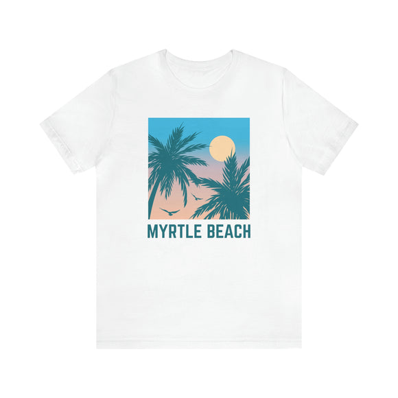Myrtle Beach, South Carolina T-Shirt - Retro Palm Tree & Beach Unisex Myrtle Beach Shirt