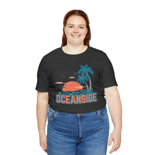 Oceanside, California T-Shirt - Retro Palm Tree & Beach Unisex Oceanside Shirt