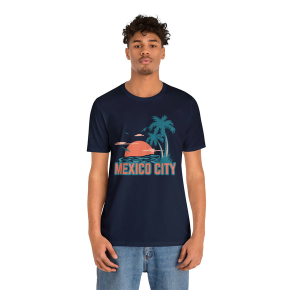 Mexico City, Mexico T-Shirt - Retro Palm Tree & Beach Unisex Mexico City Shirt