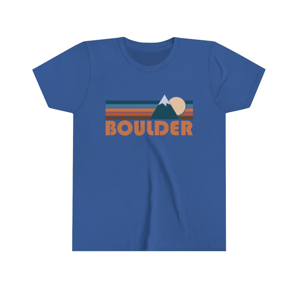 Boulder Youth T-Shirt - Retro Mountain Colorado Kid's TShirt