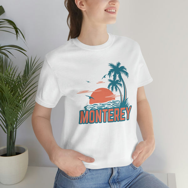 Monterey, California T-Shirt - Retro Palm Tree & Beach Unisex Monterey Shirt