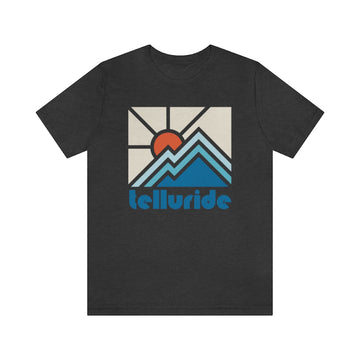Buy dark-grey-heather Telluride Shirt, Colorado Retro T-Shirt, Colorful Colorado tee, Telluride Mountain Shirt