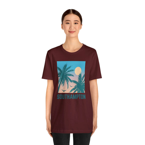 Southampton, New York T-Shirt - Retro Palm Tree & Beach Unisex Southampton Shirt