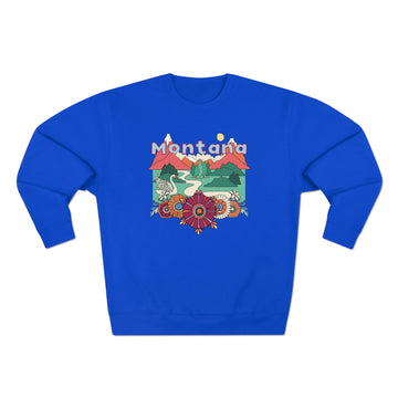 Buy royal-blue Premium Montana Crewneck Sweatshirt - Retro Unisex Sweatshirt