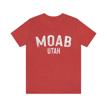 Buy heather-red Moab, Utah Shirt - Paint Text Unisex Moab T-Shirt