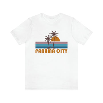 Buy white Panama City, Florida T-Shirt - Retro Palm Tree Unisex Panama City Shirt