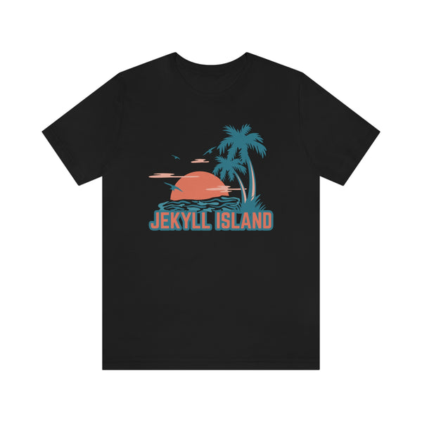 Jekyll Island, Georgia T-Shirt - Retro Palm Tree & Beach Unisex Jekyll Island Shirt
