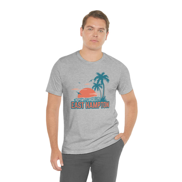 East Hampton, New York T-Shirt - Retro Palm Tree & Beach Unisex East Hampton Shirt