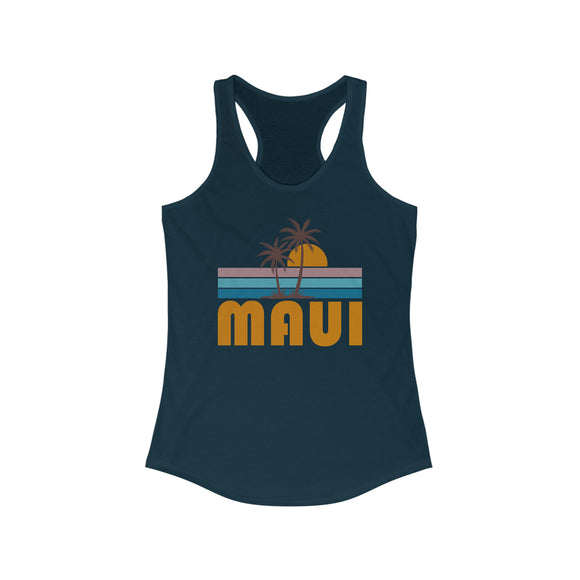 Maui, Hawaii Women's Tank - Retro Palm Tree Women's Racerback Maui Tank Top